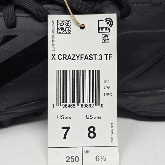Adidas X Crazyfast.3 Men\'s Size 7 TF Turf Field Soccer Shoes Black ID9336 New